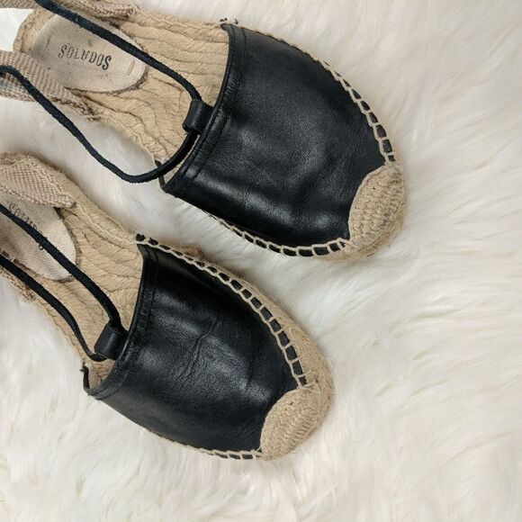Soludos Leather Gladiator Platform Espadrilles San - Picture 7 of 8